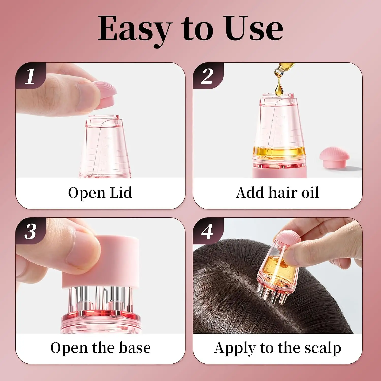 3Pcs Multi‑Function Scalp Care Set Brush Scalp Massager Hair Oil Applicator Bottle Root Comb Applicator Bottle for Hair Dye Home Hair Styling Tools