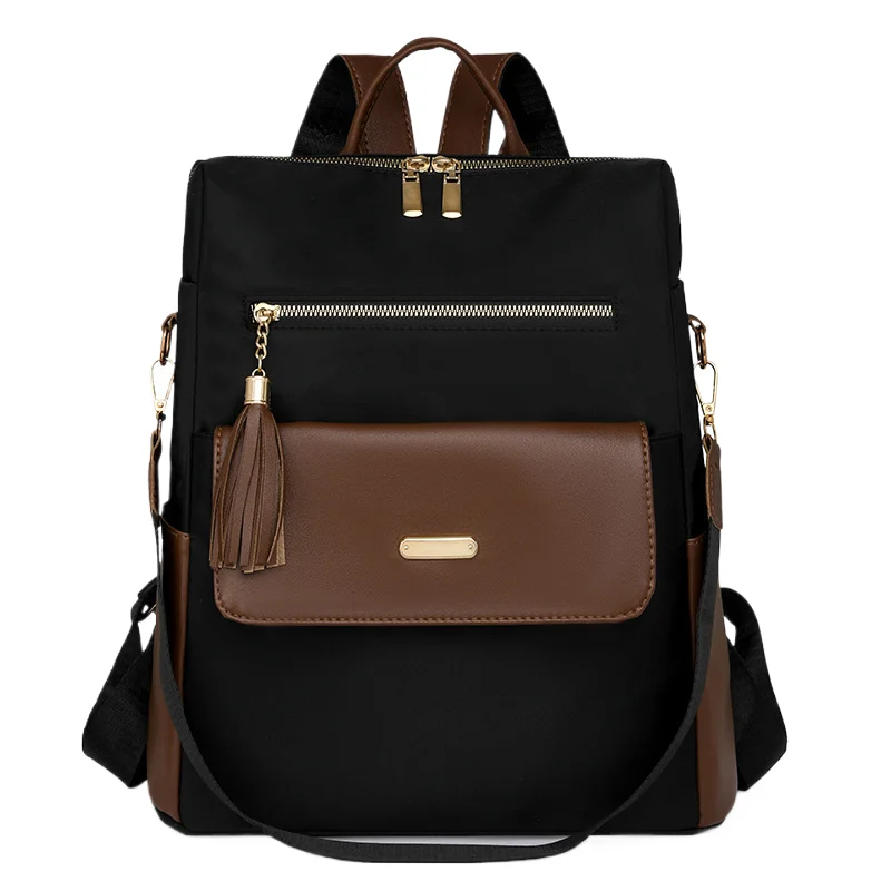 

Women's Nylon Backpack Large Capacity Waterproof School Bag with Detachable Shoulder Strap for Travel Commuting