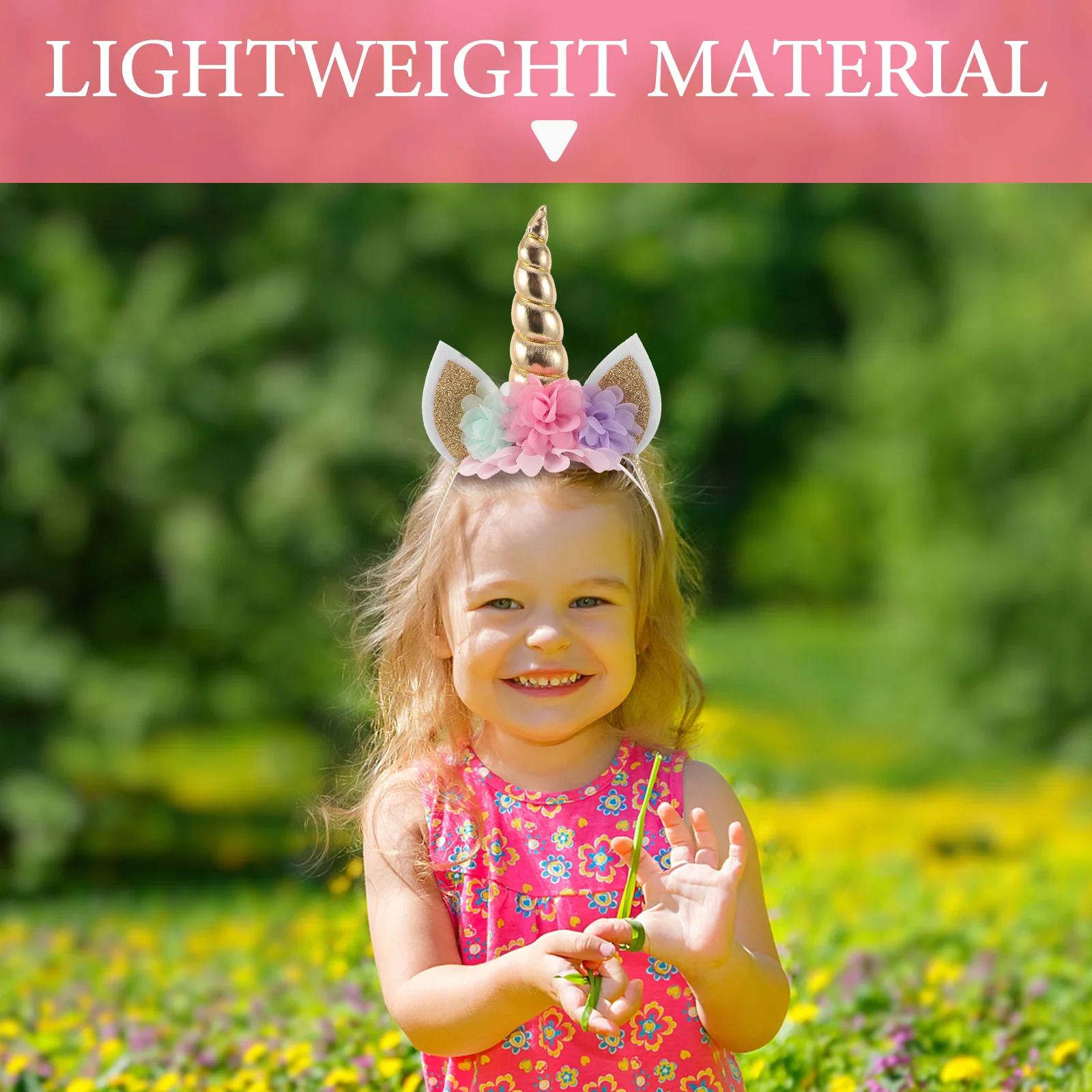 

2Pcs Headband for Children Elastic Cat Ear Flower Spiral Horn Glitter Birthday Cosplay Party Hairbands