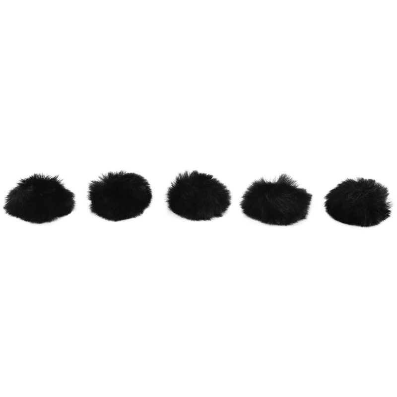 5Pcs 1.5cm Microphone Hair Sleeve Overlay Windshield Clip Conference Microphone Sleeve Camera Hair Cover, Black