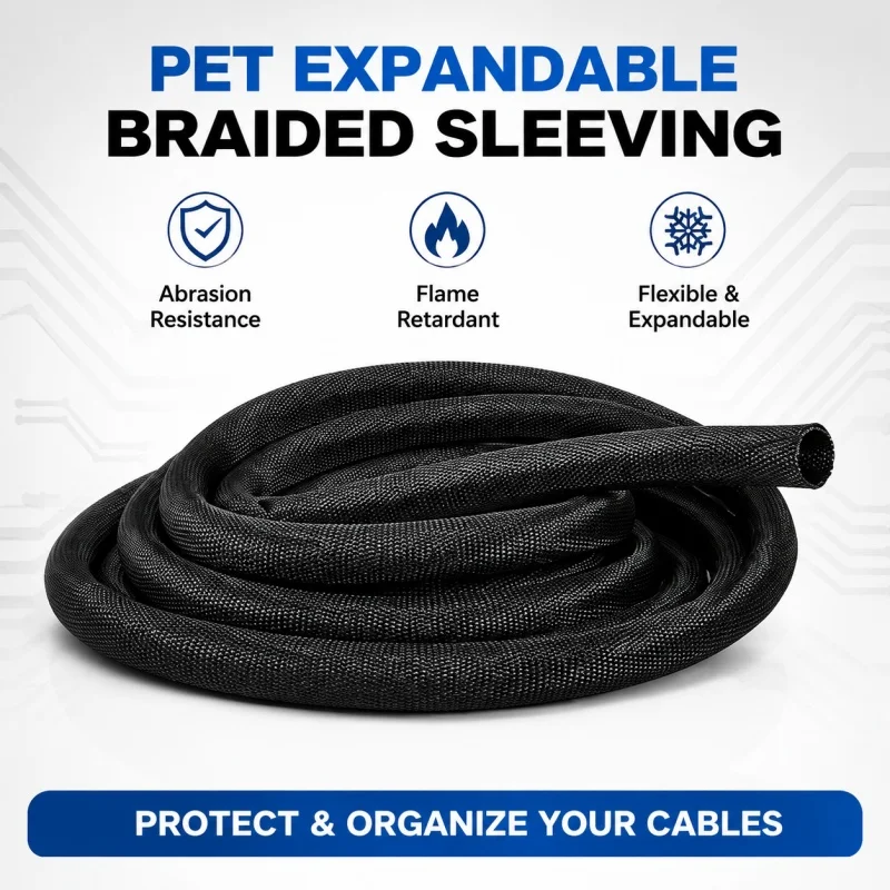 20/25/30M Cable Sleeve PET Self-Closing Braided Flexible Loom Auto Line Management Wire Wrap Tube Split Pipe for Cable Protecti