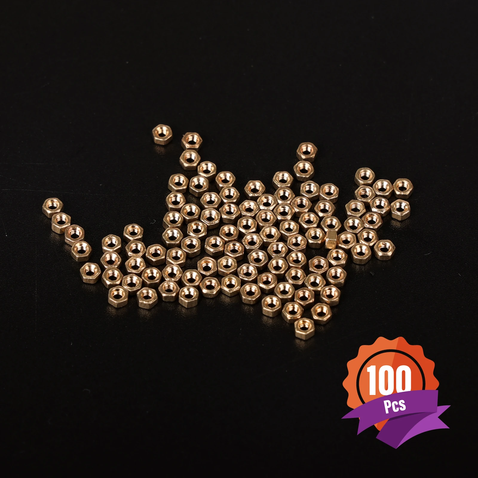 100 PCS Gold Hex Nuts, Rimless Glasses Screws Nuts, Metal Fasteners for Eyeglasses Frame Repair Accessories