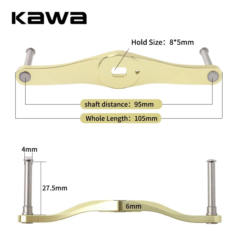 kawa New Fishing Reel Handle Aluminum Alloy Materails Assembly Hole Size 8x5mm Length 105mm Handle Reel Rocker Accessory For DIY