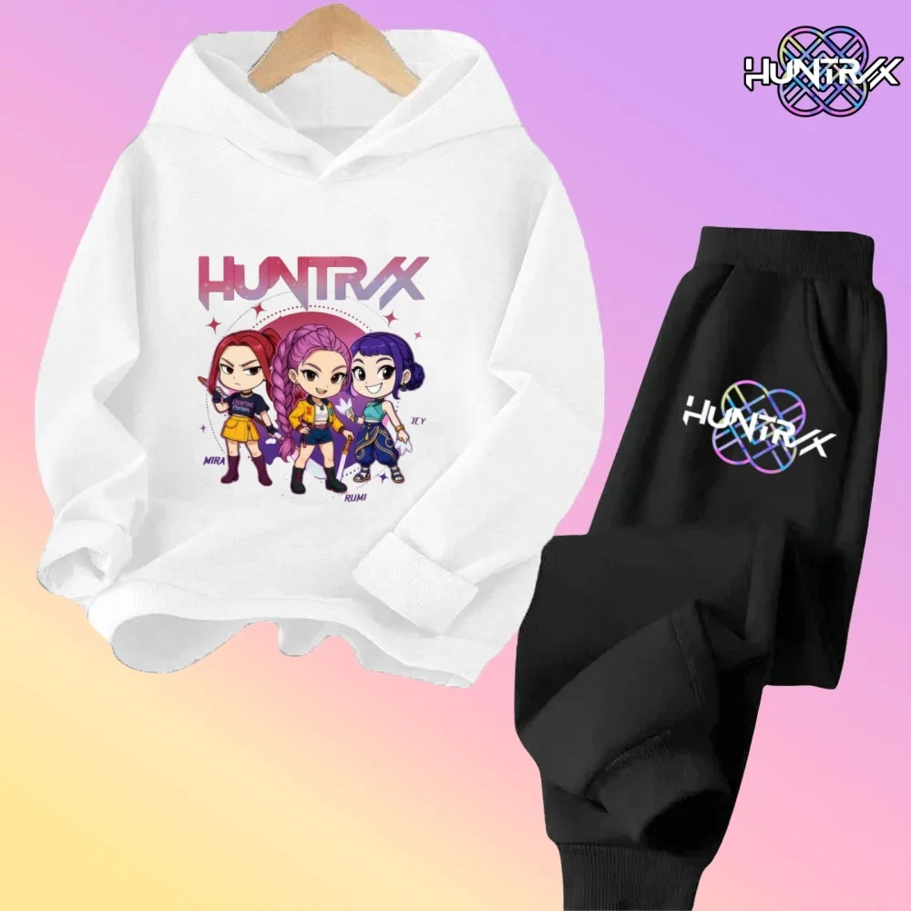 الخريف الشتاء Kpop شيطان الصيادين الكرتون طباعة الأطفال هوديس مجموعات 2 قطعة هوديي السراويل الفتيان الفتيات بلوزات 2-13 سنة الملابس