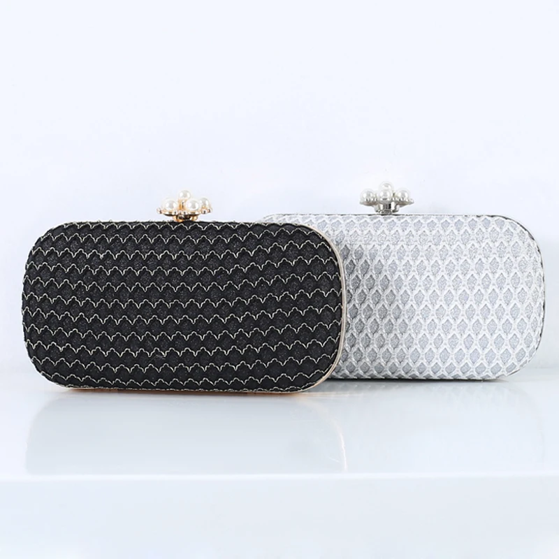 Pearl Bag White Designer Luxury Clutch Purse Wave Pattern Handbags for Women 2025 Wedding Party Ladies Small Shoulder Bags