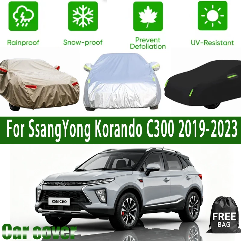 

For SsangYong Korando C300 2019-2023 Car Cover Waterproof UV Protection All Weather Dustproof Snow Rain Cover 190T Polyester