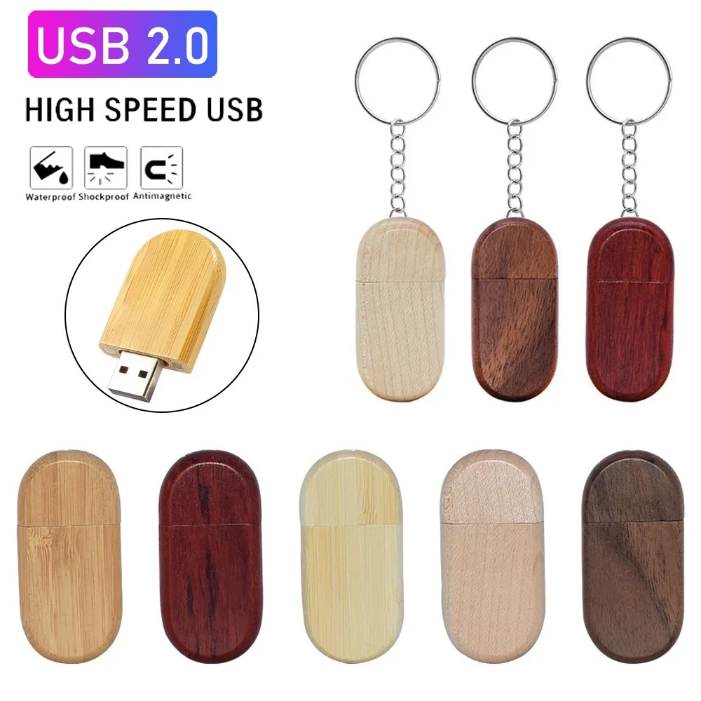 

Флеш-накопитель USB 2.0 Wood Creative Memory Stick U Disk 64 ГБ 32 ГБ 16 ГБ Брелок USB-накопитель Креативный подарок Овальный Pendrive