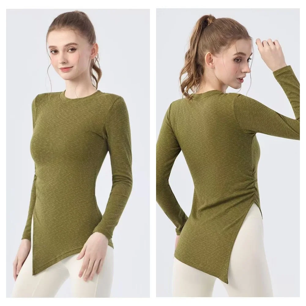 

Women's Yoga Cover Up Long Sleeve, Side Slit Loose Fit Tunic, Fall Pilates Loungewear Top