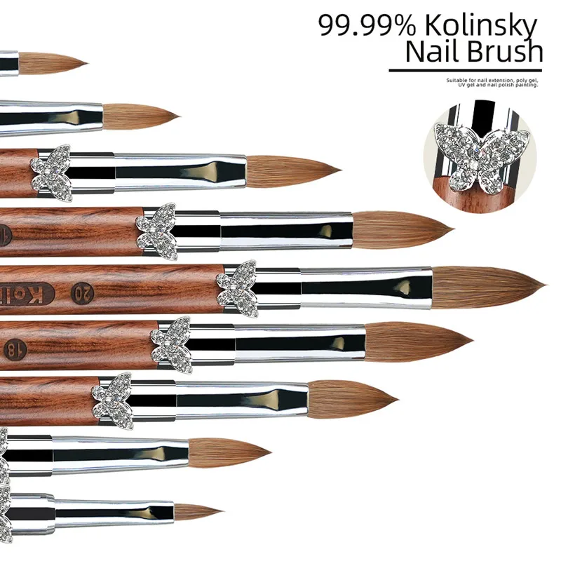 

1 шт., пряжка-бабочка, круглая деревянная ручка, волосы Колинского, кисть для дизайна ногтей, линия рисования, ручка-лайнер, градиент, плоские круглые французские инструменты