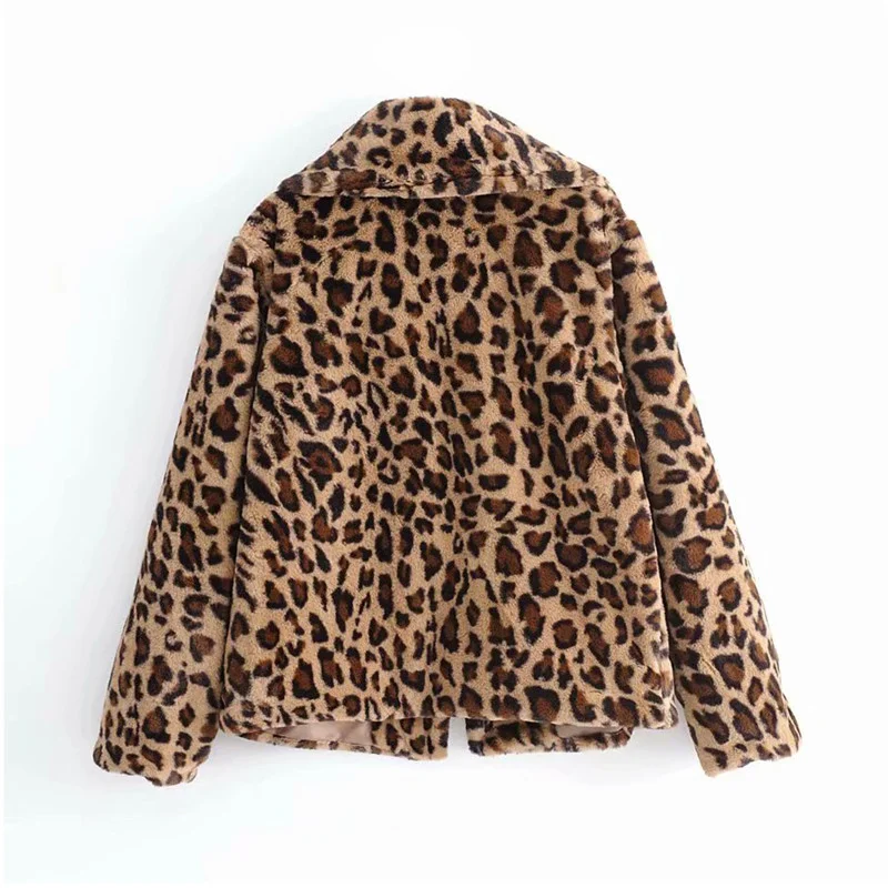 European American Cute Sexy Leopard Print Elegant Commuting Faux Fur Retro Hip Hop Sweet Warm Short Lapel Dating Plush Outerwear