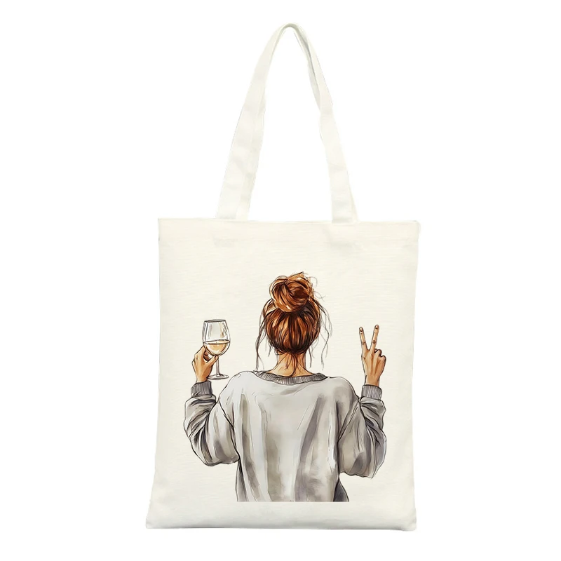 Canvas Tote Bag with Back View Graphic, Casual Style for Daily Outings and Shopping
