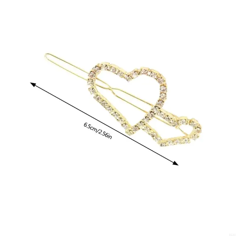 DXAE Luxurious Heart Hair Clip Dating Night Hairpin Rhinestones Decoration Hairpin for Various Occasion