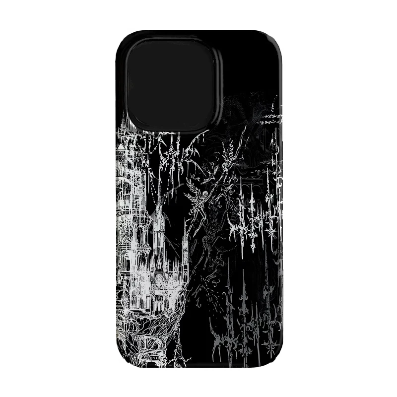 Funda de teléfono creativa de nicho de alta gama Dark Y2K Gothic Castle Art Trend para iPhone 17 16 15 14 13 12 11 Pro XS Max