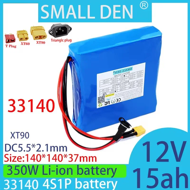 

12.8V 15Ah 33140 Lifepo4 Battery Pack 100W-350W 12V Same Port Charge and Discharge Balance BMS15Ah Power Battery 4S1P