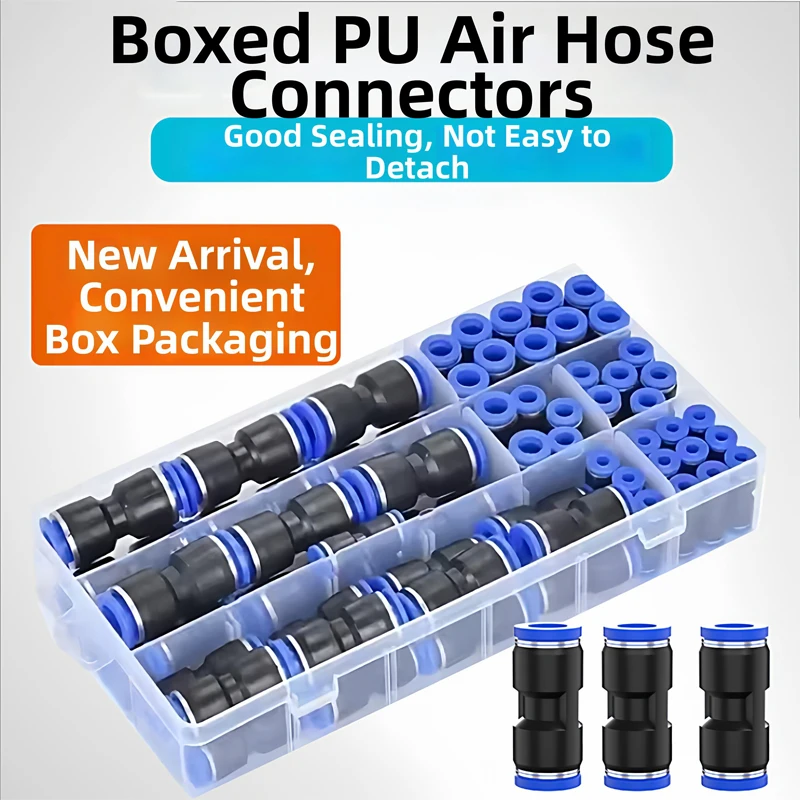 Portable Box Pack Pneumatic Straight Quick Fitting Two Way Push In Air Hose Connector Tube Coupler Pneumatic Accessories