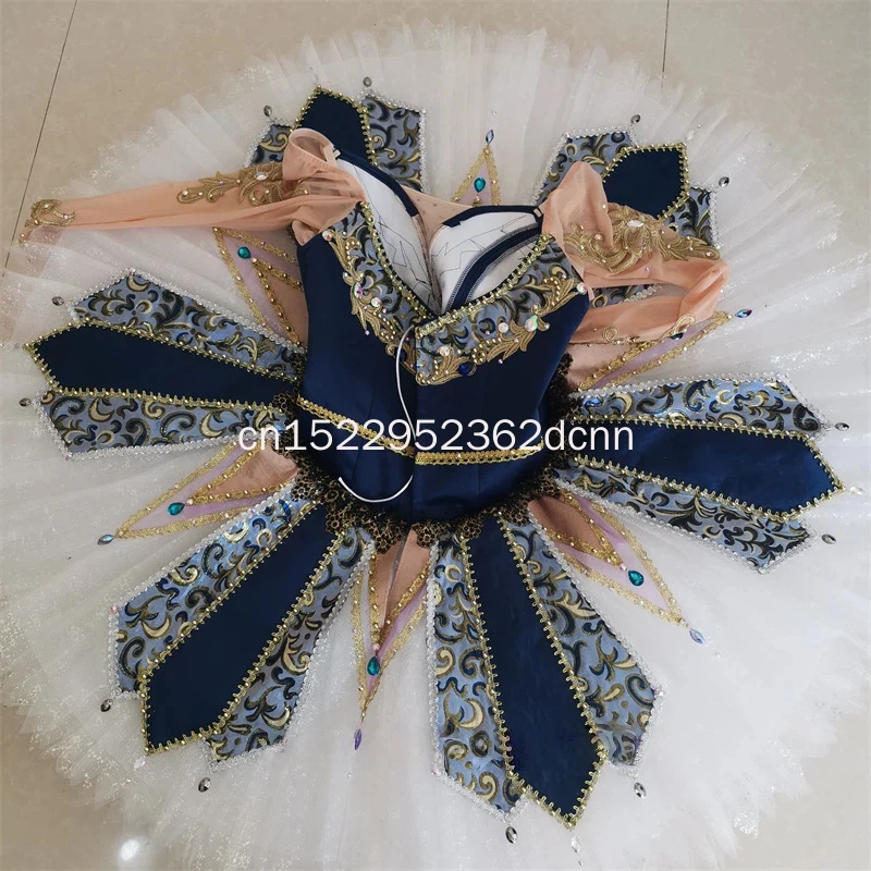 Professional High Quality 10-12 Layers Custom Size Girls Adult Performance Wear Navy Blue Straight Ballet Tutu Costumes
