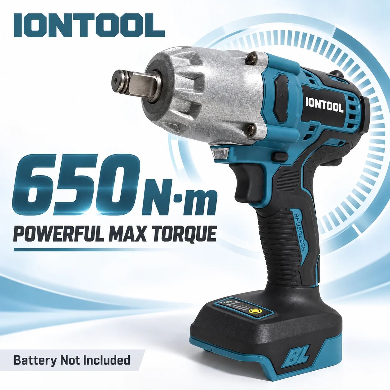 IONTOOL DTW650 650N Brushless Cordless Impact Wrench 1/2 Inch 2000RPM 3200IPM High Torque Power Tool for Car Tire Repair