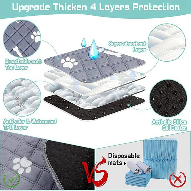 2PCS Washable Dog Pet Diaper Mat Urine Absorbent Environment Protect Diaper Mat Waterproof Reusable Training Pad Dog Cat