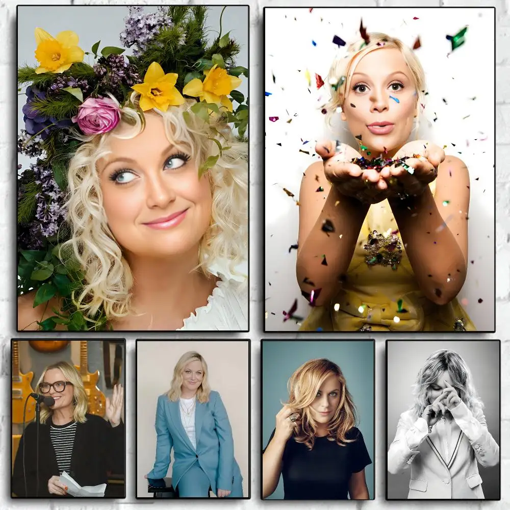 Hot Actor A-Amy Poehler Poster Self Adhesive Wall Art Decor for Bedroom Living Room Office Home Halloween Gift