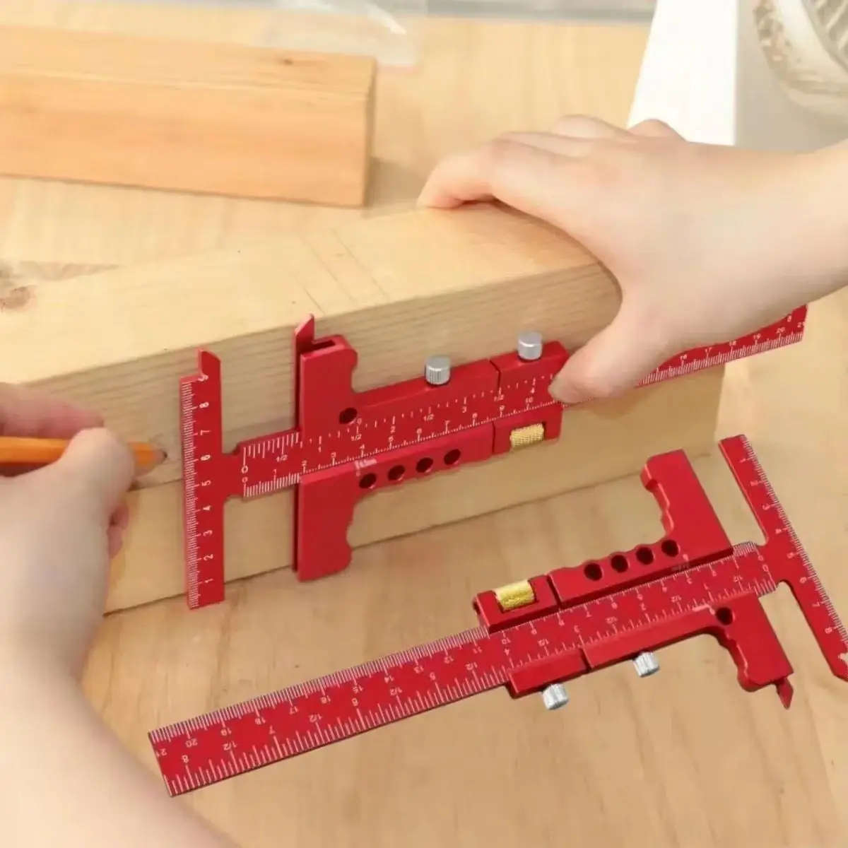 ไม้บรรทัดทําเครื่องหมายงานไม้,อลูมิเนียมเลื่อนไม้บรรทัดทําเครื่องหมาย,T-รูปเครื่องหมายตกแต่ง DIY ตู้เครื่องมือฮาร์ดแวร์ JIG Draw