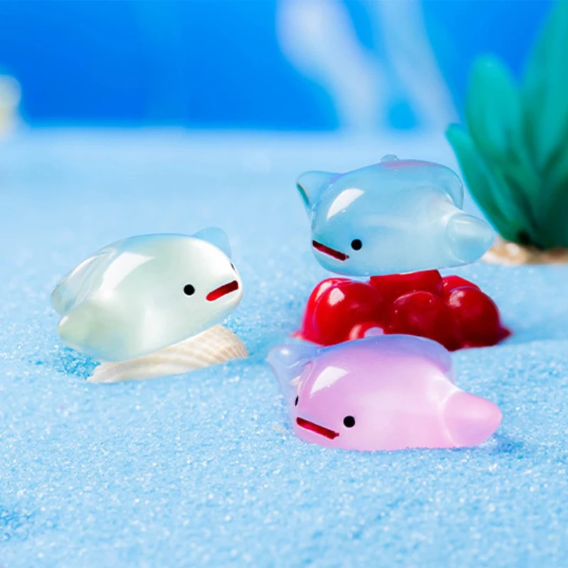 1/5Pcs Cartoon luminoso Manta Ray Ornament Mini Glow Animal Micro Garden Landscape Craft decorazione acquario fai da te