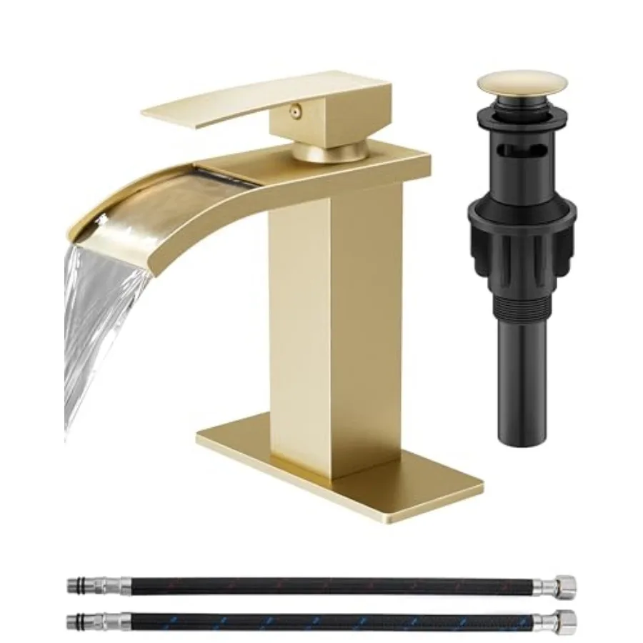 

Смеситель для ванной комнаты с эффектом водопада, однорычажный, на 1 отверстие, с выдвижной душевой лейкой и декоративной накладкой на раковину