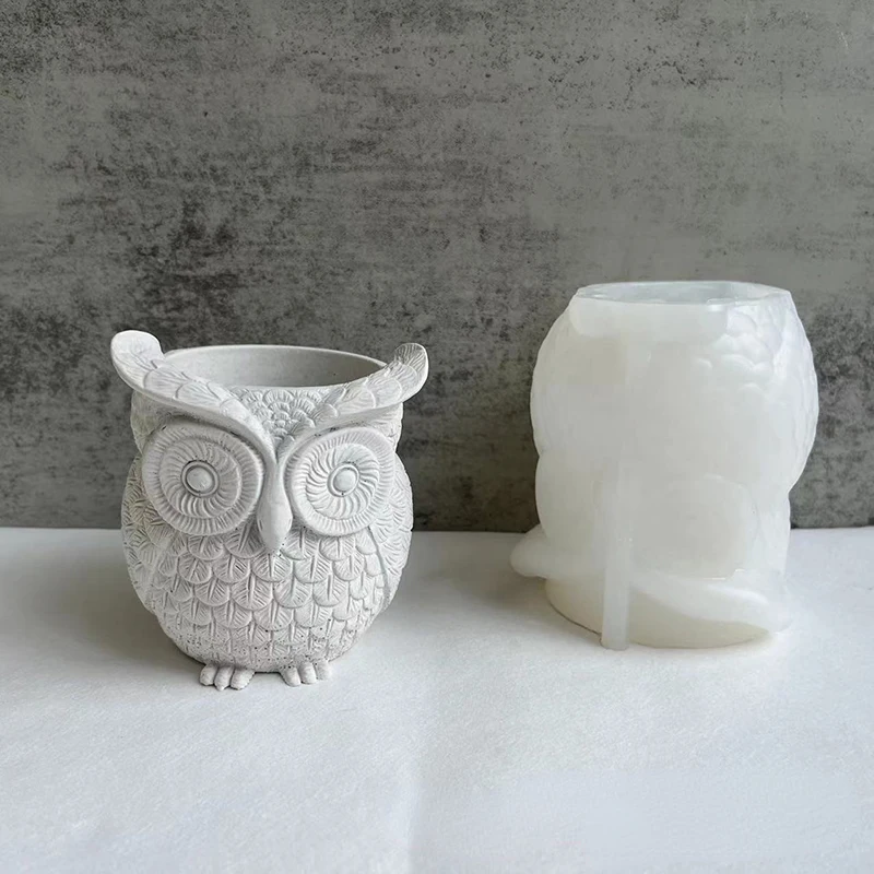 Owl Santa Claus Flower Pot Silicone Mould Succulent Pen Holder Resin Concrete Vase Cactus Mold Handmade Casting Mold Home Decor