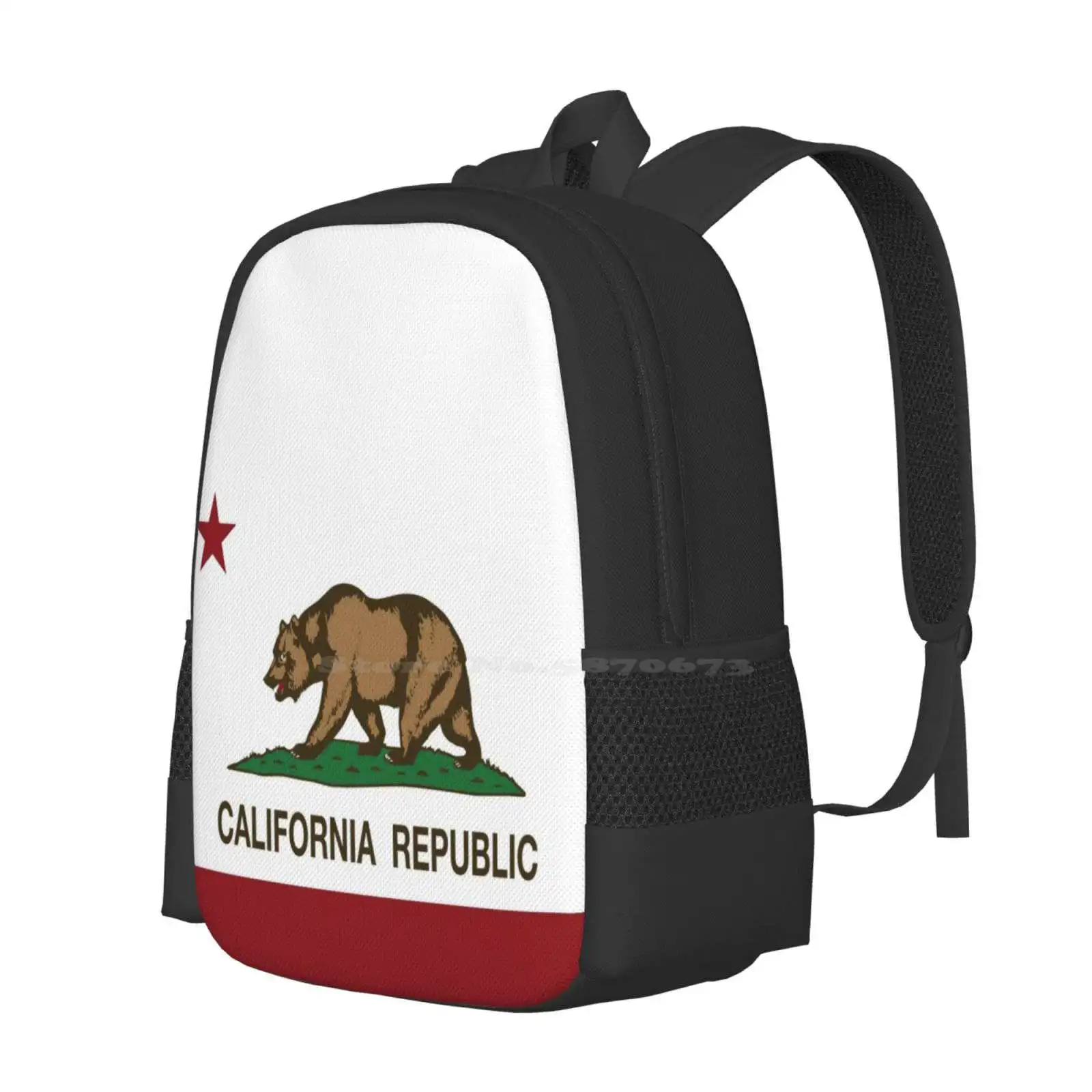 Mochila com bandeira da república da califórnia, para estudante universitário, design padrão, faculdade, amor