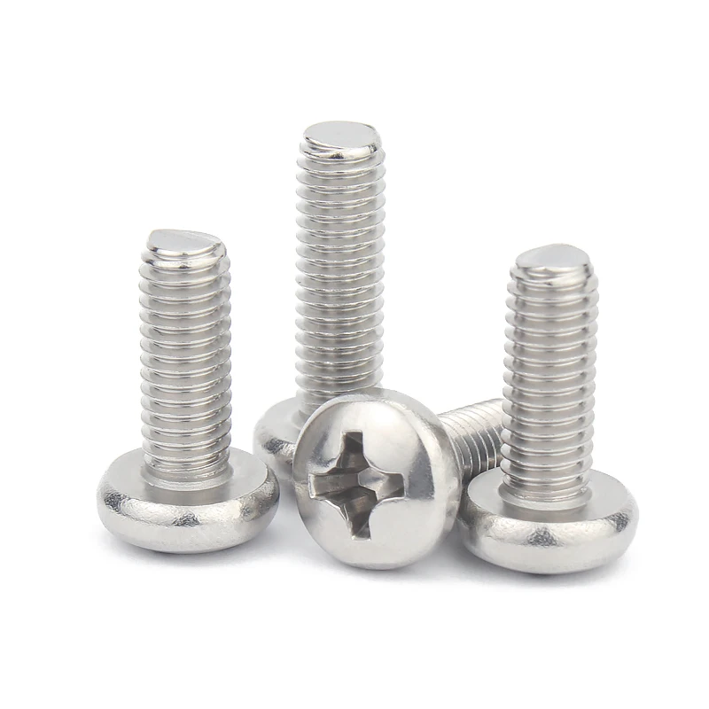 DIN7985 M1 M1.2 M1.6 M2 M2.5 M3 M4 M5 M6 M8 304 Stainless Steel Round Pan Head Phillips Machine Screw Button Head Cap Cross Bolt