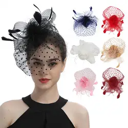 Feather Mesh Top Hat Headband Easy to Wear Style Headgear Daily Party Matching Lady Hair Accessories