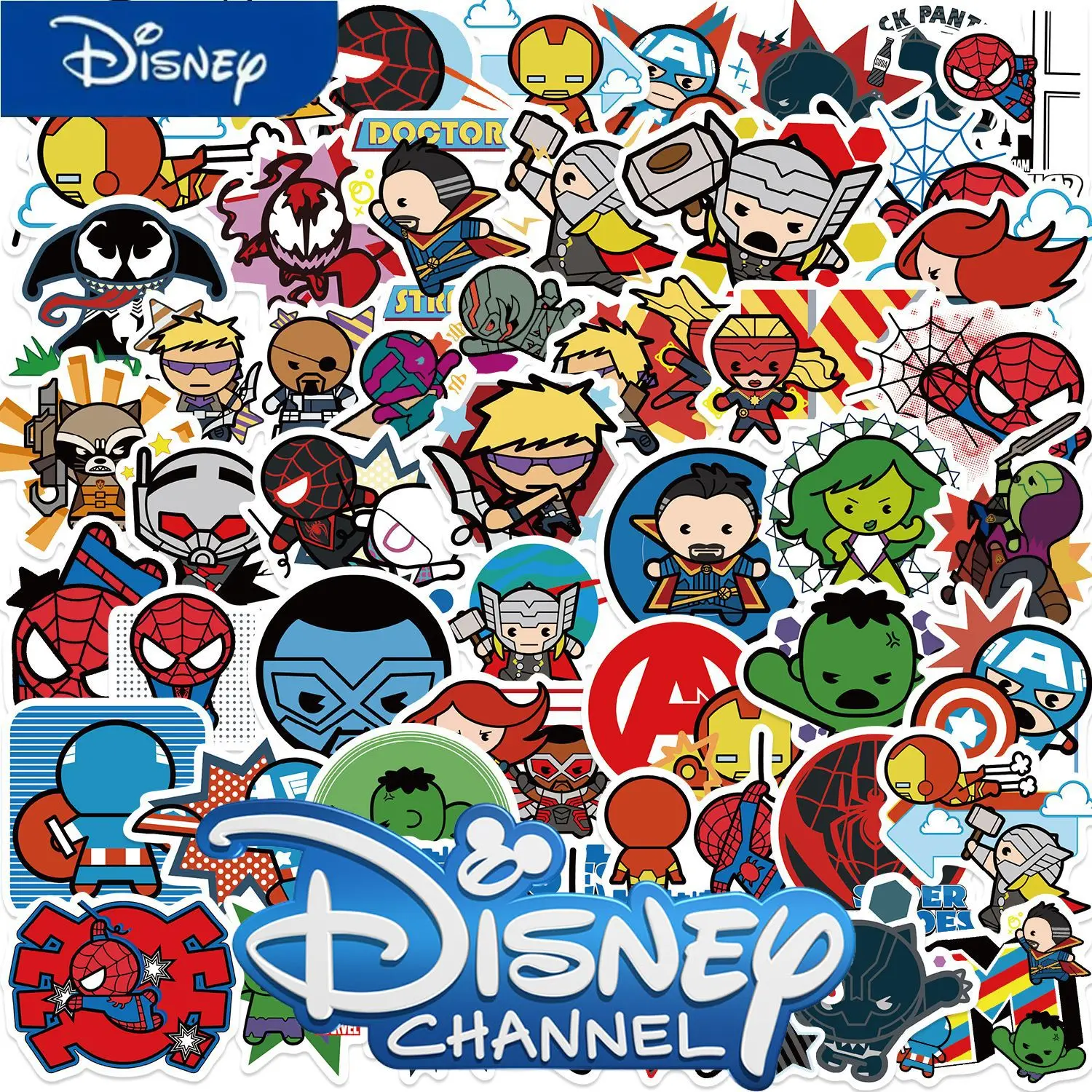 

10/30/50PCS Disney Q version Avengers Marvel Heroes Sticker DIY Phone Laptop Luggage Skateboard Graffiti Decals Fun for Kid Gift