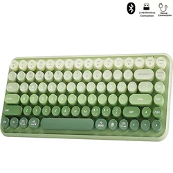 Rechargeable Wireless Keyboard 2.4G Triple Mode Wireless Keyboard 85 Round Keycaps Compact Wireless Keyboard for Desktop/Laptop