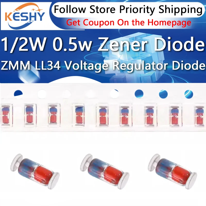 100Pcs 1/2W 0.5W Ze…