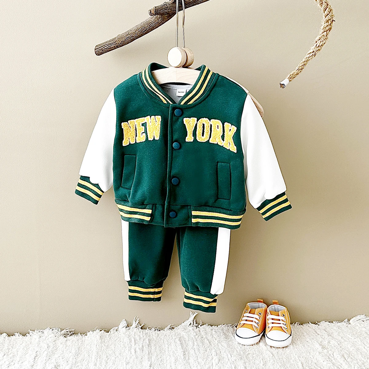 Baby Boy Jacket Autumn Winter Newborns Baby Sets Thick Outerwear New York Baseball Uniform Jacket Warm Infant Girls Clothes Coat