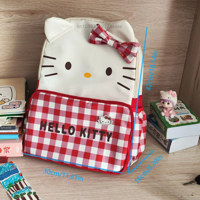 13 in Sanrio Hello Kitty Melody Zipper Nylon Backpack For Women Y2k Cute Cartoon Zipper Backpack Large Capacity School Bags