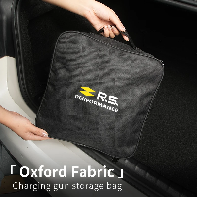 EV Car Charging Cable Storage Box Electric Vehicle Charger Cables Carry Bag For Renault RS Performance Scenic Logan Megane Sill