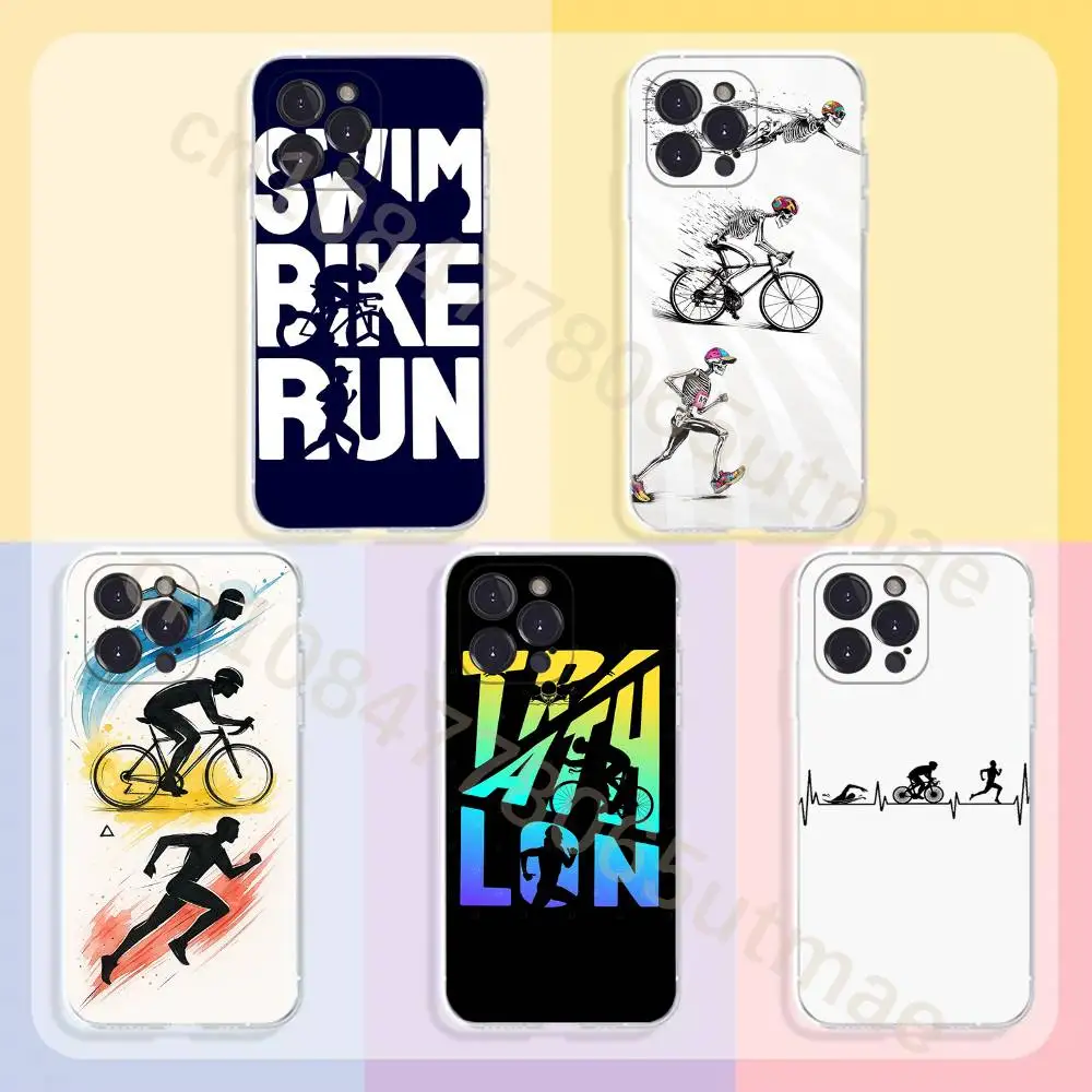 Triathlon Swim Bike Run  Phone Case For iPhone11,12,13,14,15,16,17,Plus,Pro,Max,Plus,Transparent Cover
