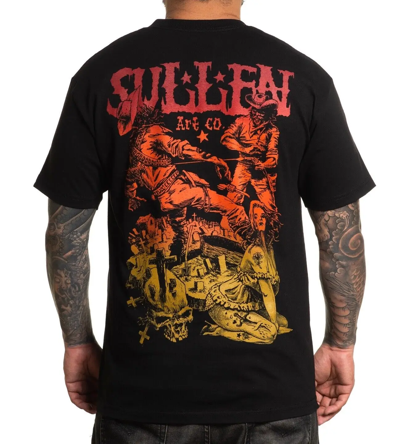 SULLEN CLOTHING TO THE GRAVE WILD WEST TATTOO ART STANDARD T-SHIRT