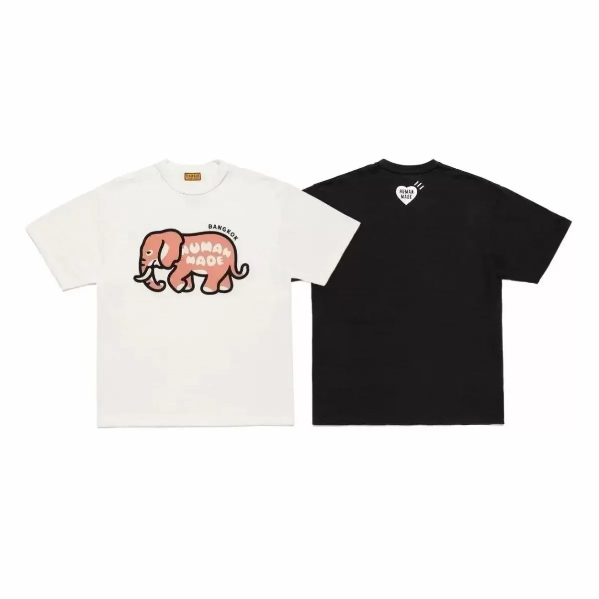 Human Made Bangkok Limited Edition Elephant Print Bamboo Cotton Short Sleeved T-Shirt for Couples