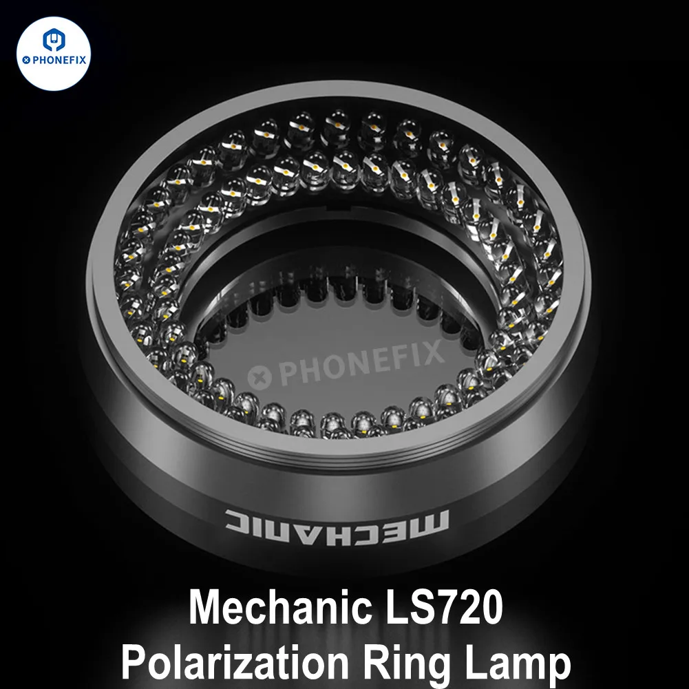 Mecânico Ls720 Microscópio Polarizado Lâmpada Iluminador 72 Peças Led Anel Fonte de Luz Eliminar Brilho para Reparo de Solda Industrial