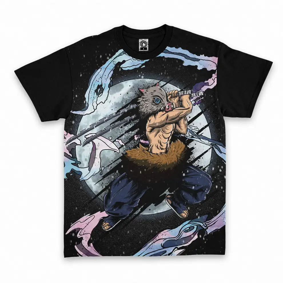 Demon Slayer Blade Izunosuke Men's and Women's Short Sleeved T-shirts Full of Anime Comics Street Hip Hop Loose Cosplay Tops