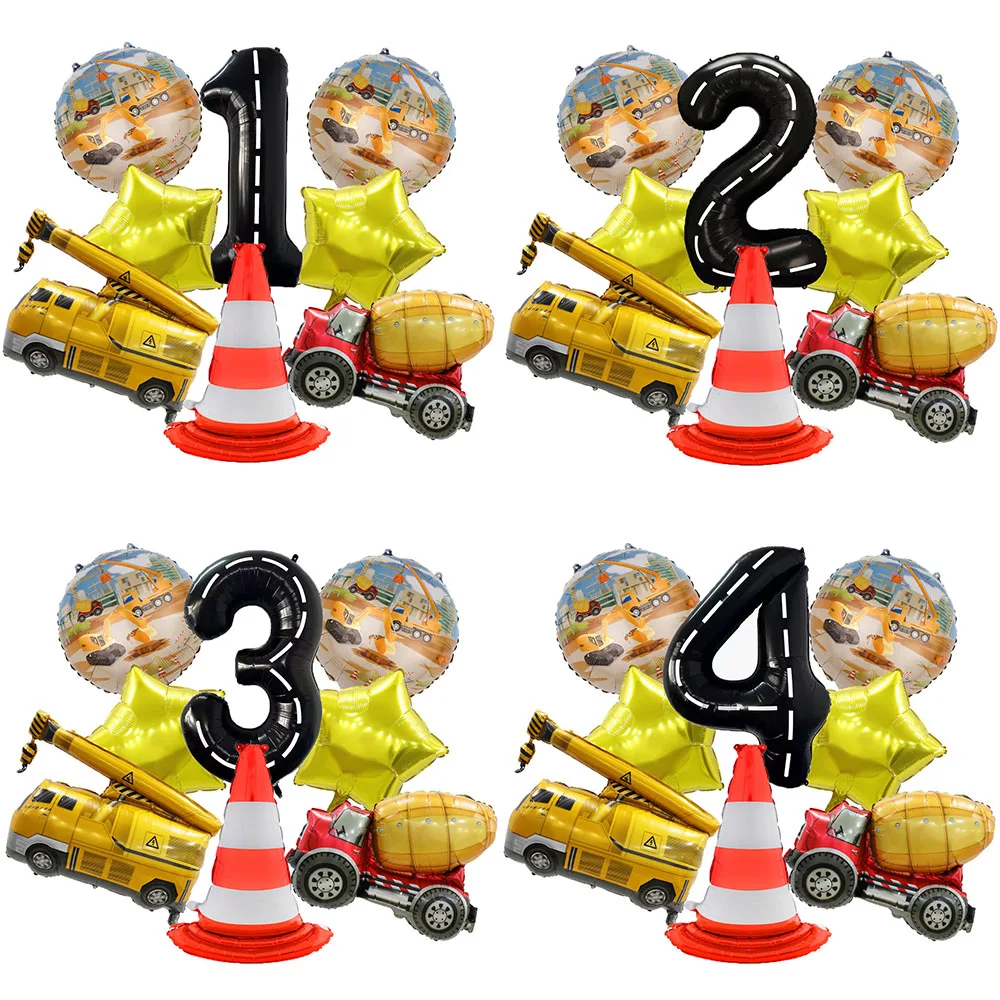 

Construction Truck Balloons Excavator Cement Truck Forklift Crane Foil Balloon Kid Boys Birthday Party Construction Theme Decors