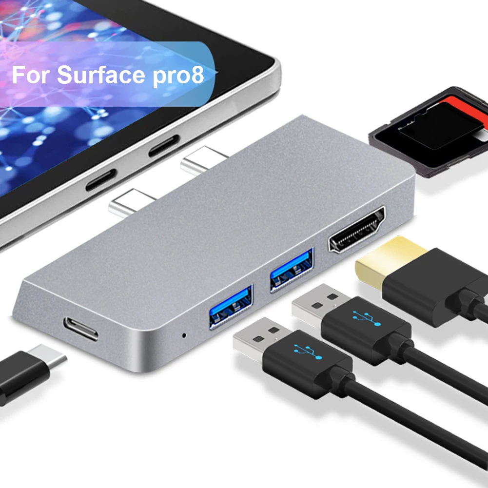 USB C Hub for Microsoft Surface Pro X 8 9 Type-C Dock محول USB 3.0 HDMI TF قارئ بطاقة SD لأجهزة الكمبيوتر المحمول محطات الإرساء الفاصل