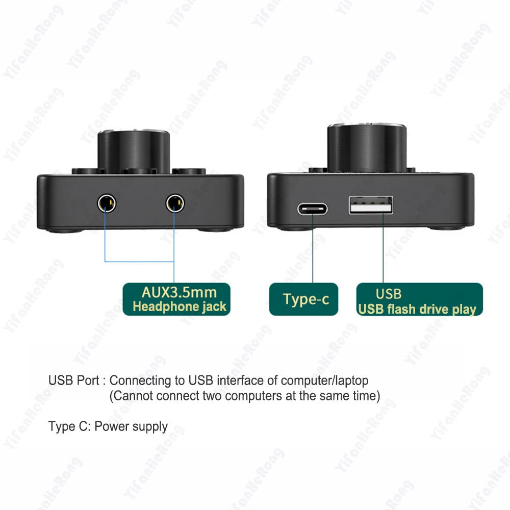 USB Volume externo Control ajustar o botão, compatível com Bluetooth 5.1 com Play Pause, mudo, 3 modos, áudio ajustar, mudo