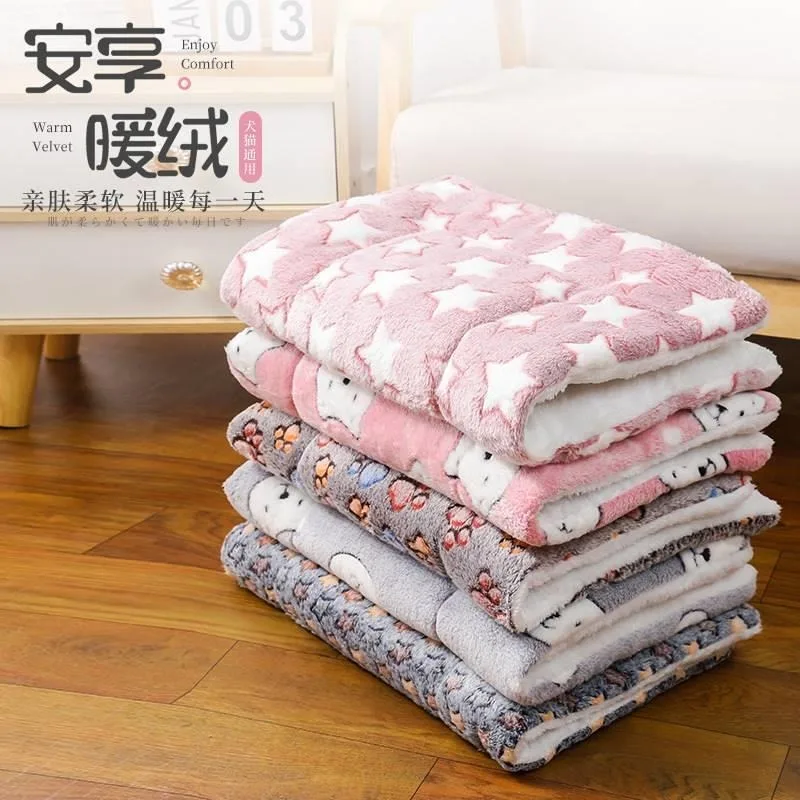 Soft Flannel Pet Mat dog Bed Winter Thicken Warm Cat Dog Blanket puppy Sleeping Cover Towel cushion for small Medium large dogs