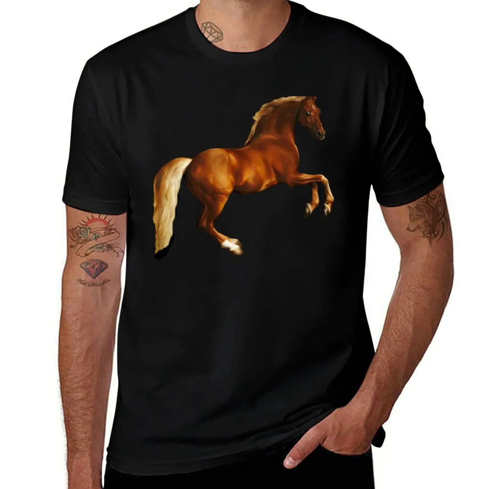 George Stubbs Whistlejacket - 1762 (for black background) T-Shirt Simple Line Art Print Tee T-Shirt