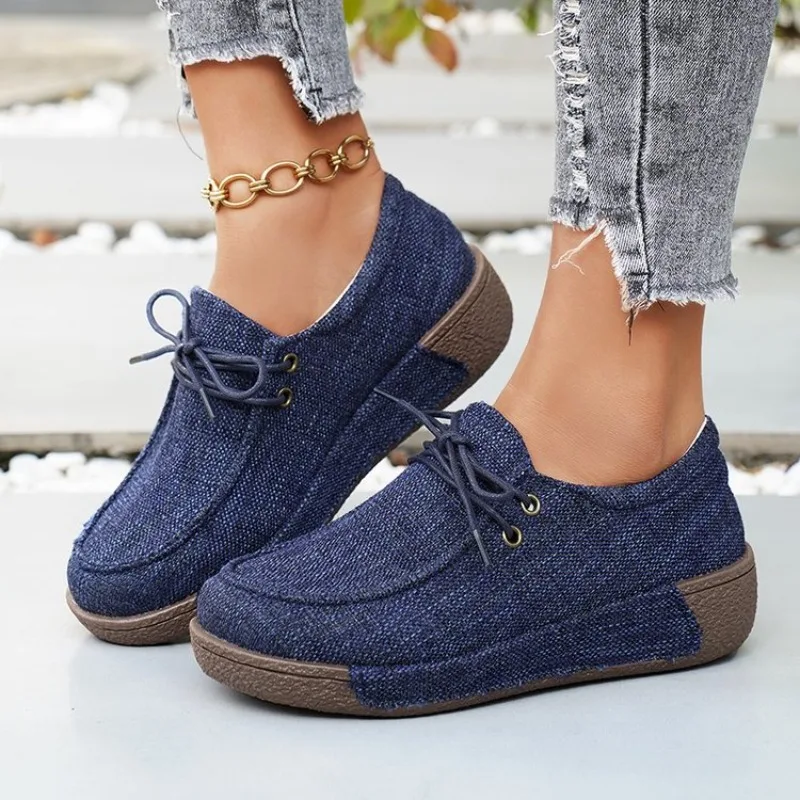 

Spring Autumn Thick Bottom Platform Sneakers Women Shoes Casual Canvas Shoes Women Tassels Zapatos Mujer Loafer