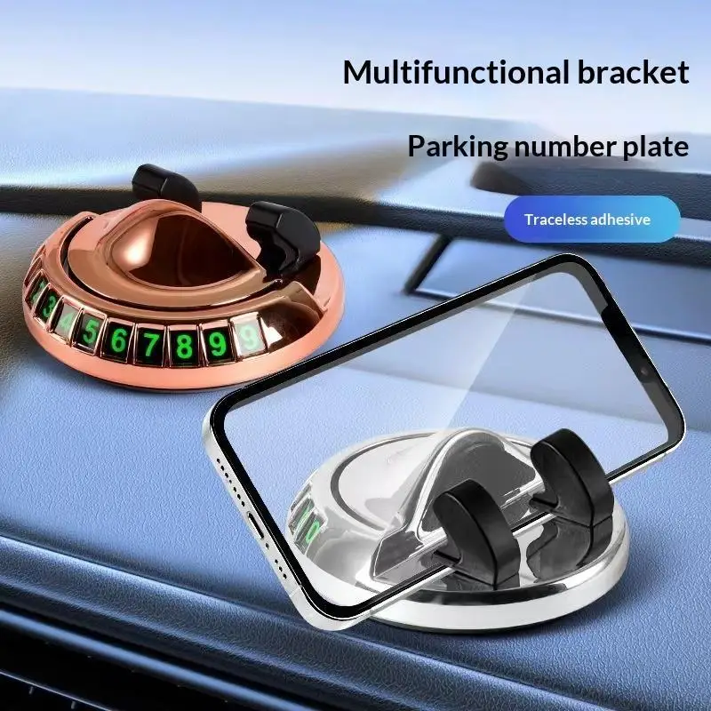 Car Phone Mount Temporary Parking Number Plate Combo Easy to Adjust No Damage to Car for Daily Driving Outdoor Use