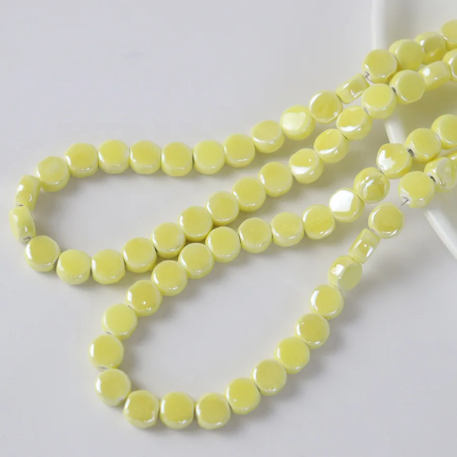 20pcs 8mm Chinese Ceramic Beads Cindy Color Round Flat Spacer Beads For Jewelry Making Finding DIY Bracelet Necklace Accessories