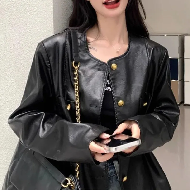 

Leather Jacket Spring Autumn New Pu Leather Jacket Top